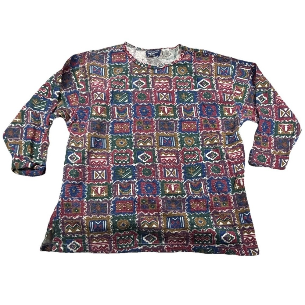 VTG Shirt Best American Clothing Co Southwestern Womens Med Long Sleeve Pullover